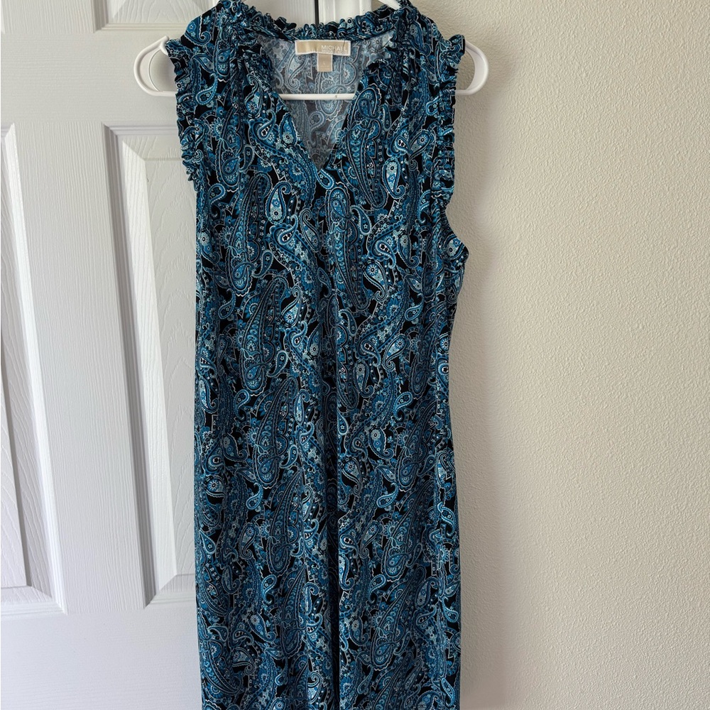 Michael Kors Blue Paisley Midi Dress